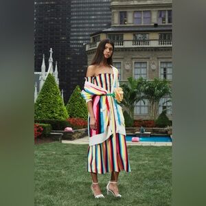 Juicy Couture Strapless Multicolor Striped Midi Maxi Dress Size Small